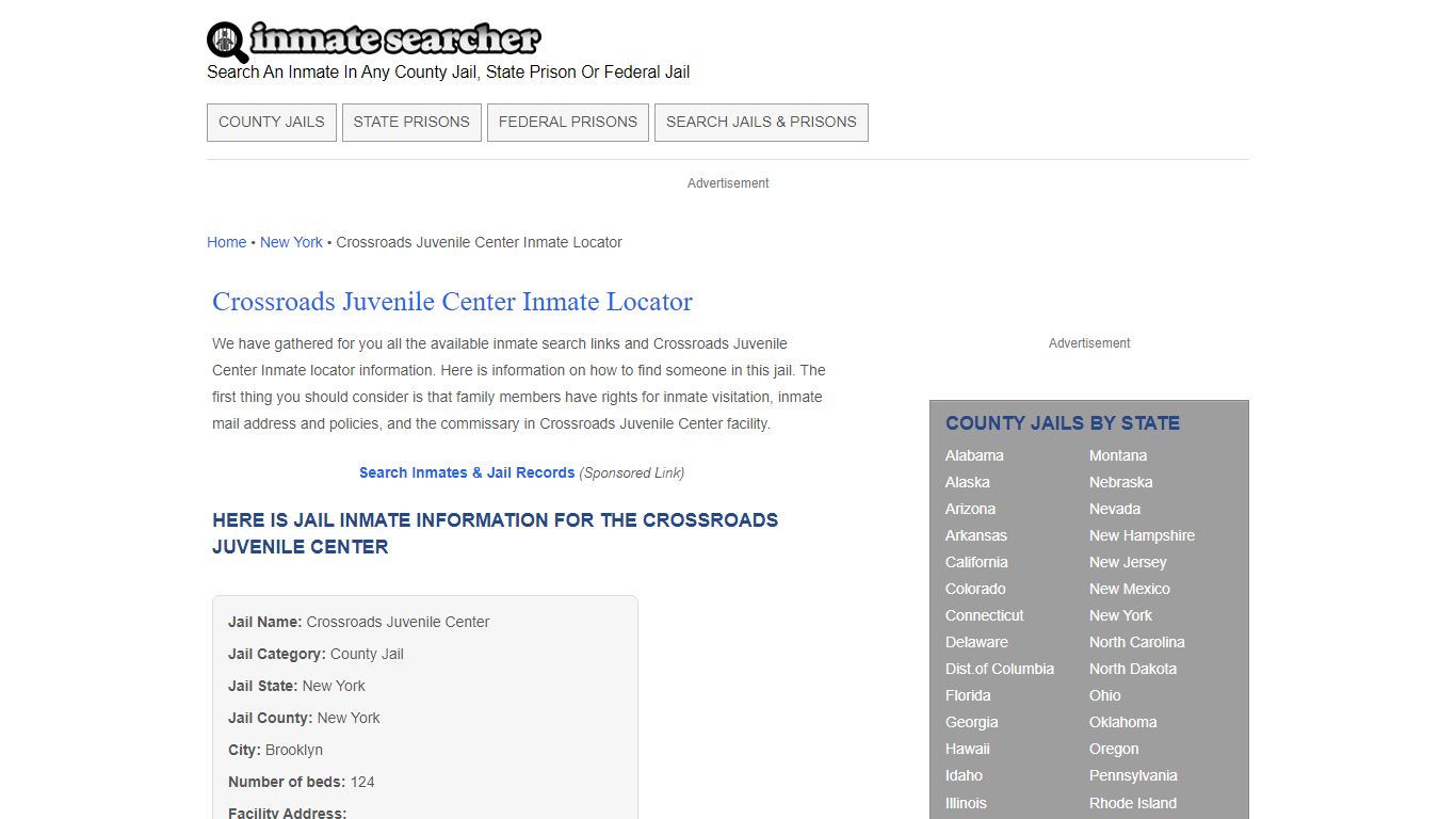 Crossroads Juvenile Center Inmate Locator - Inmate Searcher